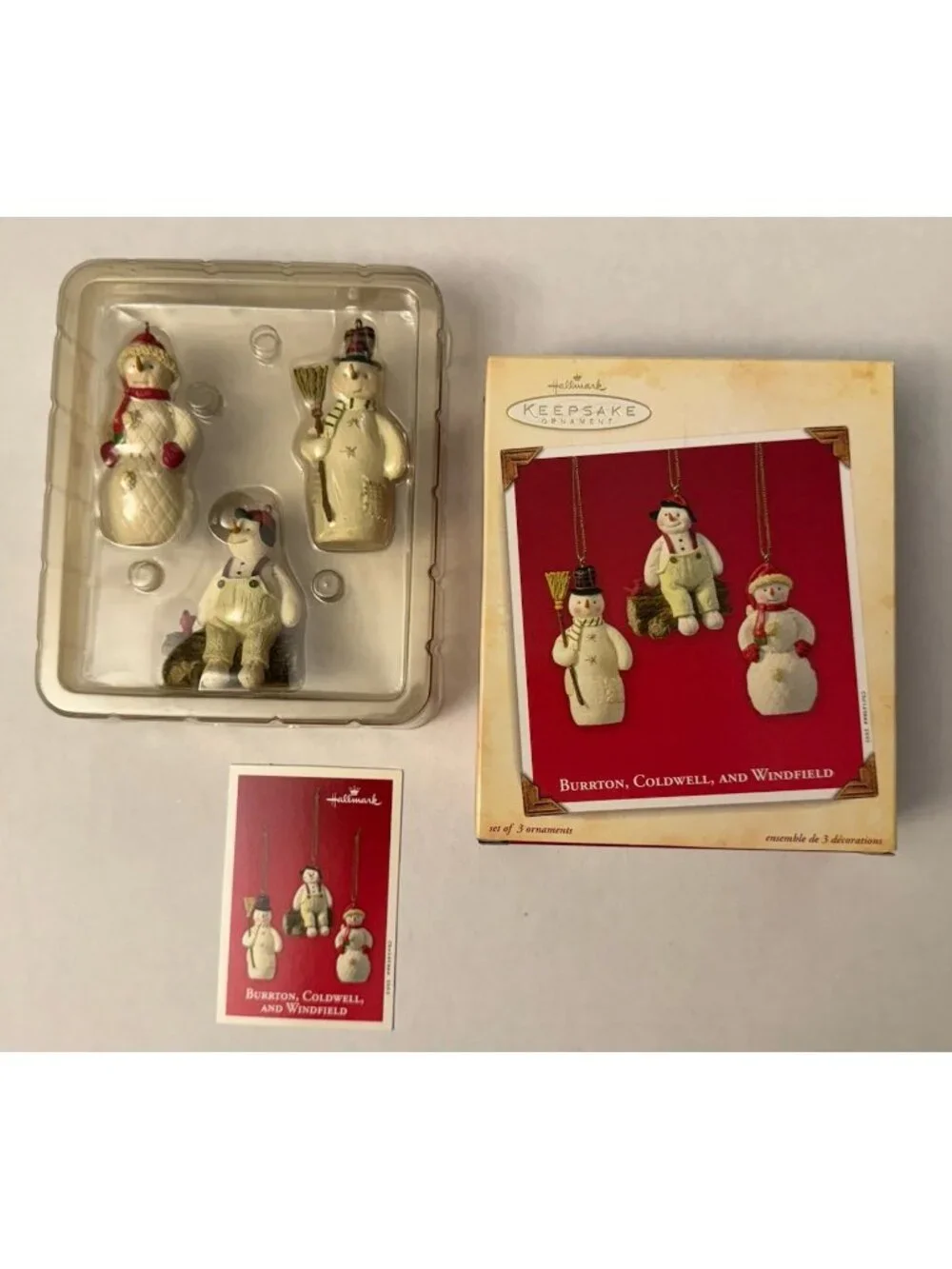 2003 Set Of 3 Hallmark Keepsake Ornament Burrton Coldwell Windfield Snowman MM25